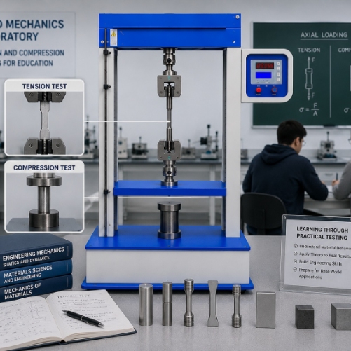 Tension and compression testing for education in solid mechanics